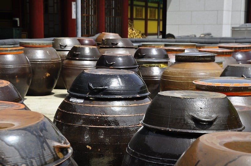 traditional kimchi fermenting crocks