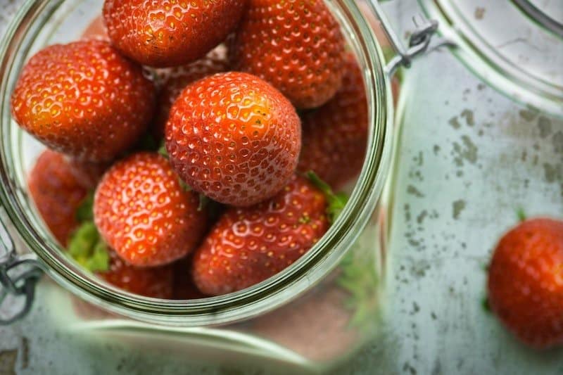 strawberries in a glass jar