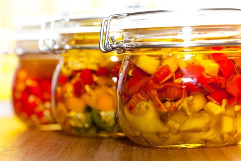 vegetables fermenting in a jar