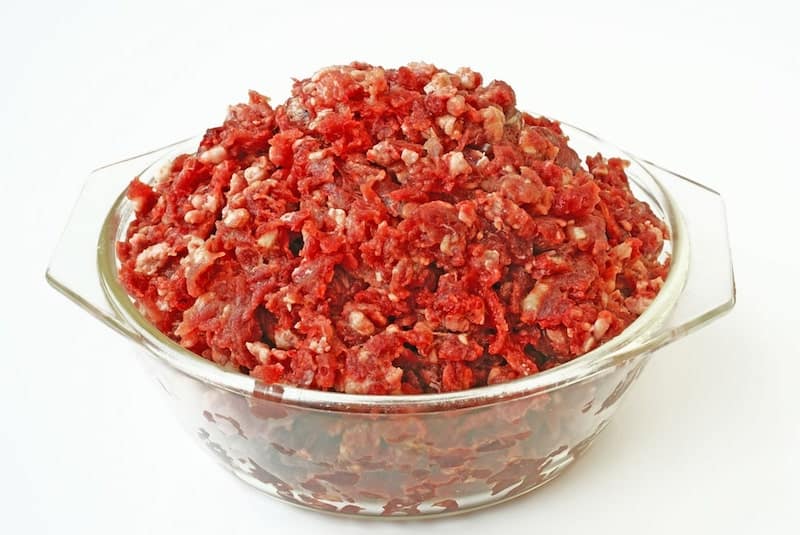 ground deer meat in bowl