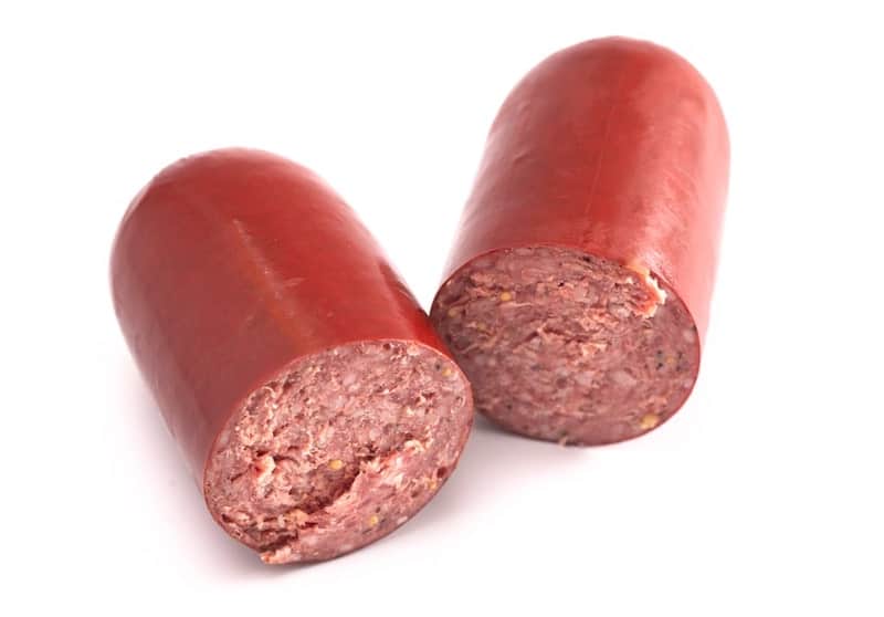 summer sausage cut in half