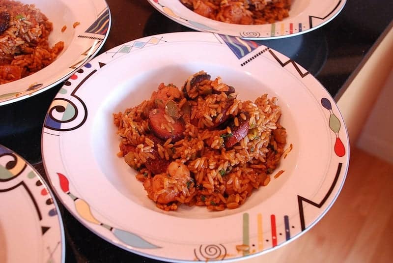 jambalaya rice sausage in bowl