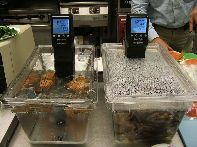 two sous vide machines side by sous vide meat