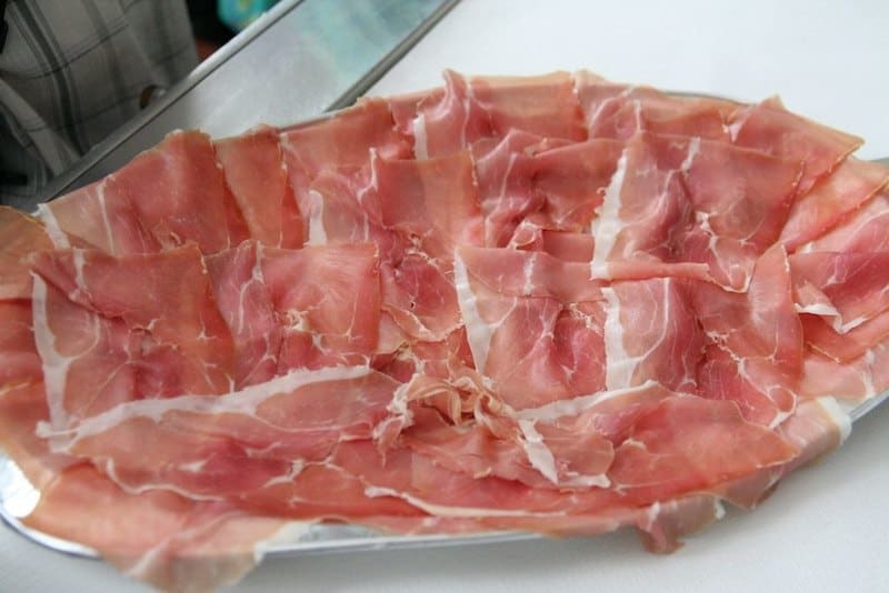 plate of prosciutto slices