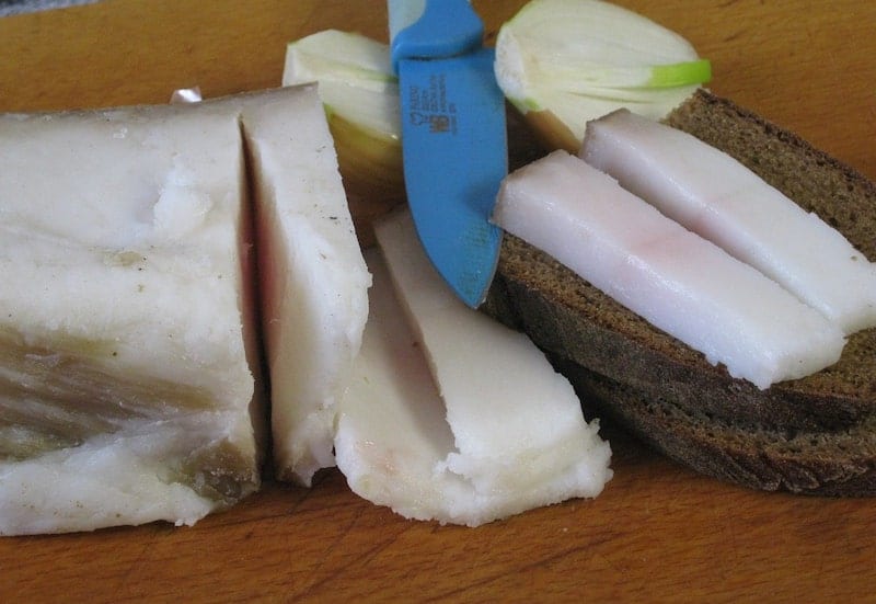 lardo with slices of lardo on bread