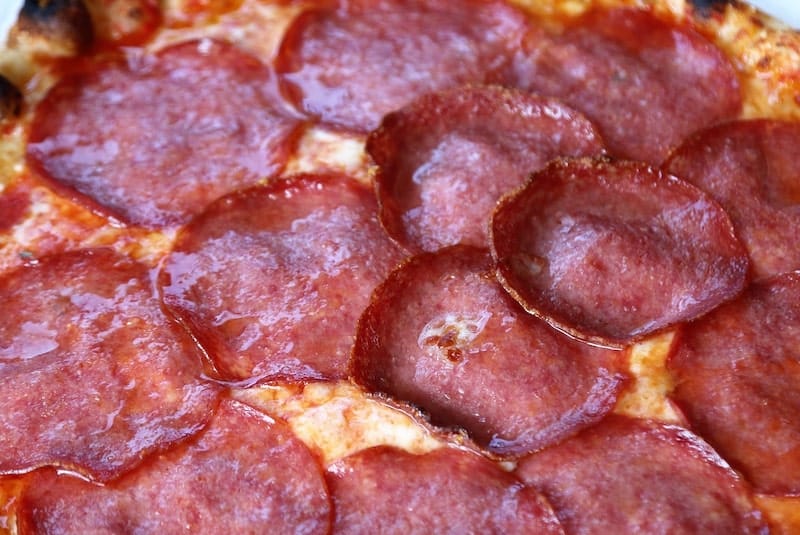 salami on pizza