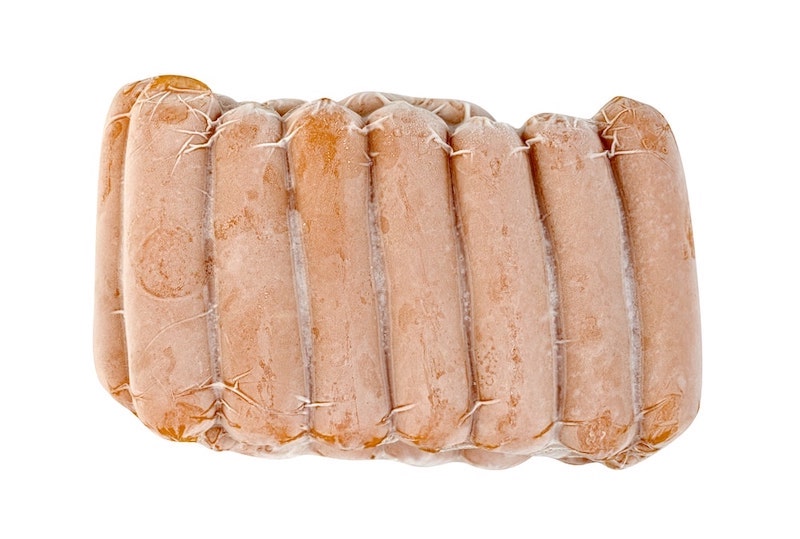 frozen package of hot dogs